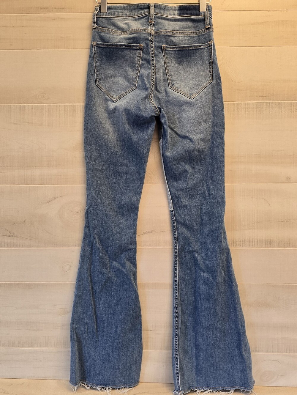 {3R/ 26W 31L} Hollister High Rise Flare Y2K Patchwork Stretchy Jeans - Picture 3 of 16